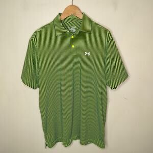 Under Armour Heat Gear Polo Shirt Neon Stripe Golf
